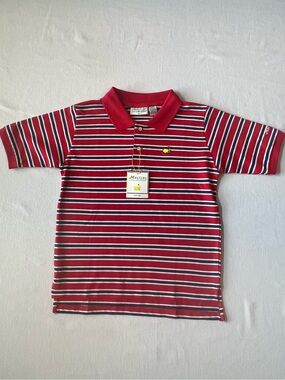 Masters Red, Navy & White Striped Polo for Kids